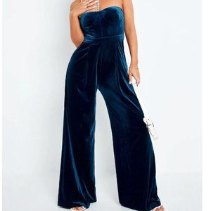 Worn once: SOLADO Off Shoulder Velvet Cinched Waist Wide Leg Jumpsuit